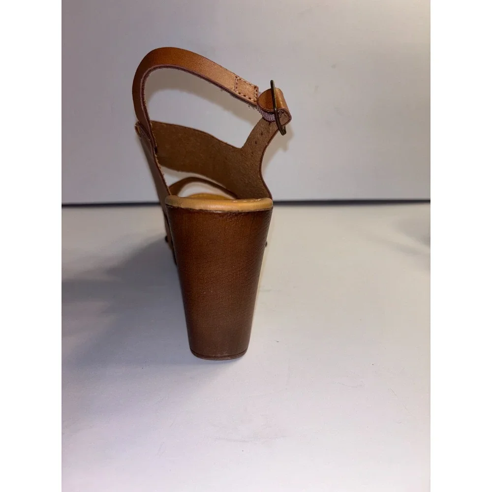 Madden Girl Driiggs Wedge Sandal Women's 8.5 Brown Faux Leather Comfort Open Toe